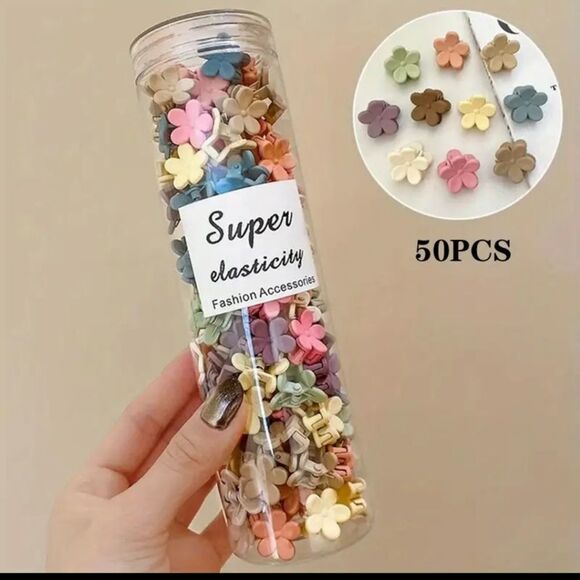 Heart flower shape hair clip bundle 50pc set matte finish - Picture 6 of 7